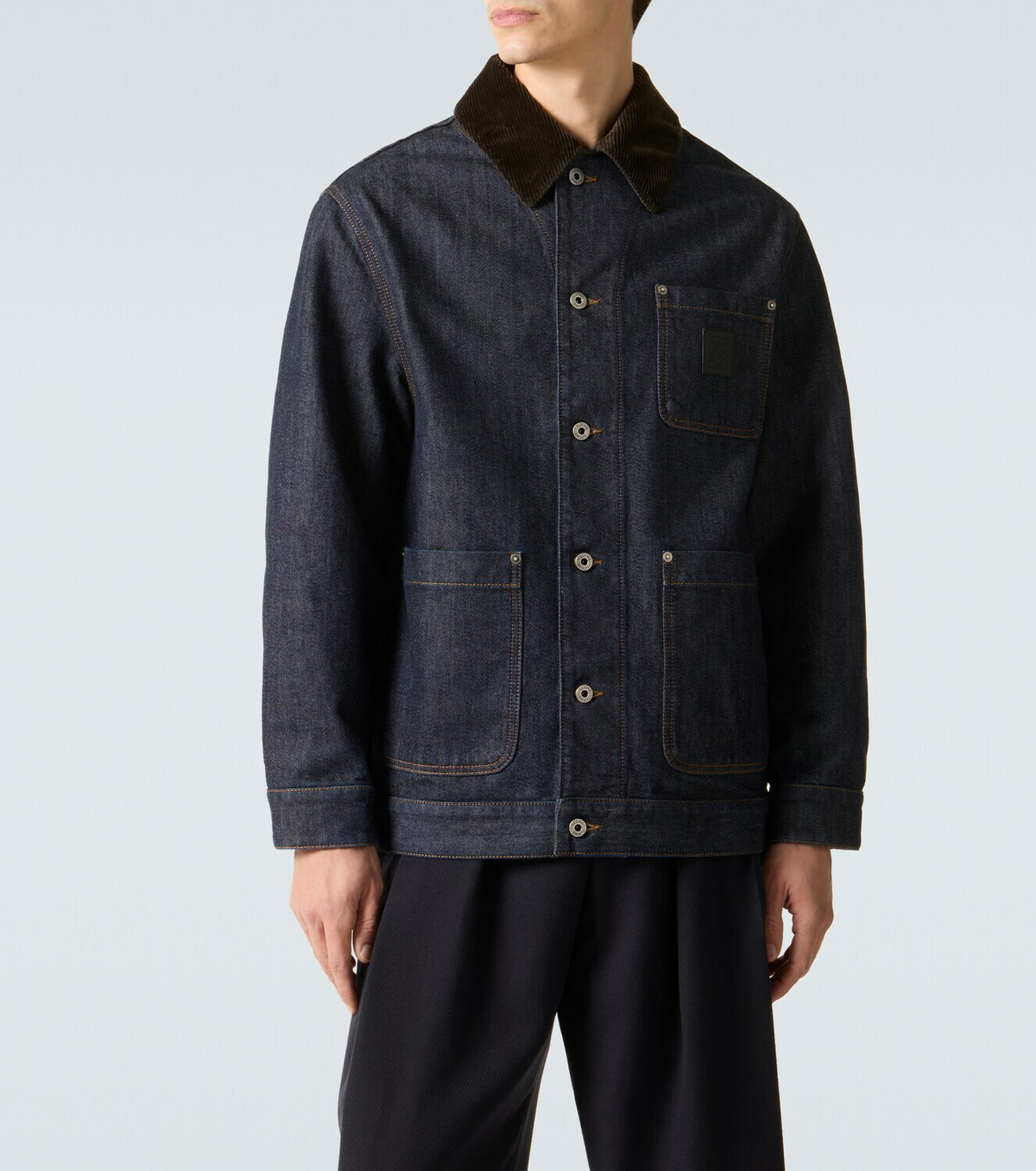 Loewe Corduroy-trimmed denim jacket