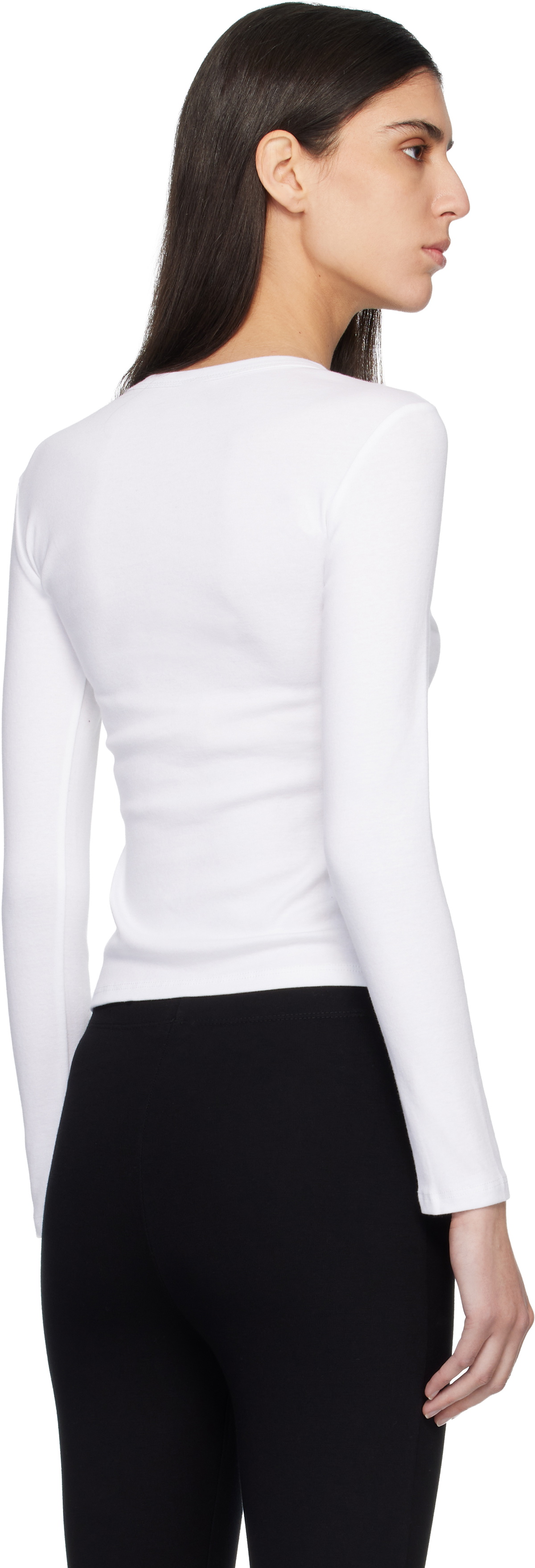 LESET White Nando Slim Fit Long Sleeve T-shirt