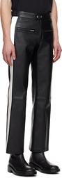 Courrèges Black & White Contrast Band Biker Leather Pants