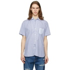 Junya Watanabe White and Blue Dobby Short Sleeve Shirt