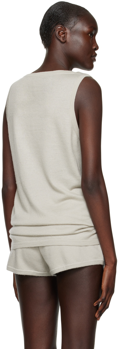 Frenckenberger Taupe Crewneck Tank Top