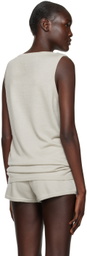 Frenckenberger Taupe Crewneck Tank Top