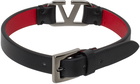 Valentino Garavani Black VLogo Signature Leather Bracelet