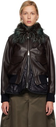 sacai Brown Leather Blouson Jacket