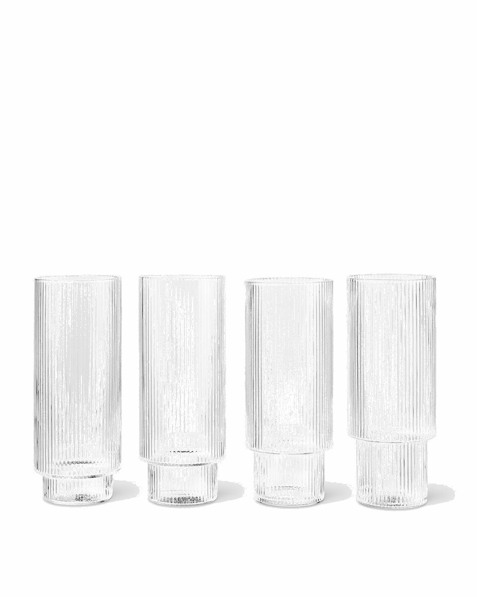 Photo: Ferm Living Ripple Long Drink Glasses   Set Of 4  - Mens - Tableware