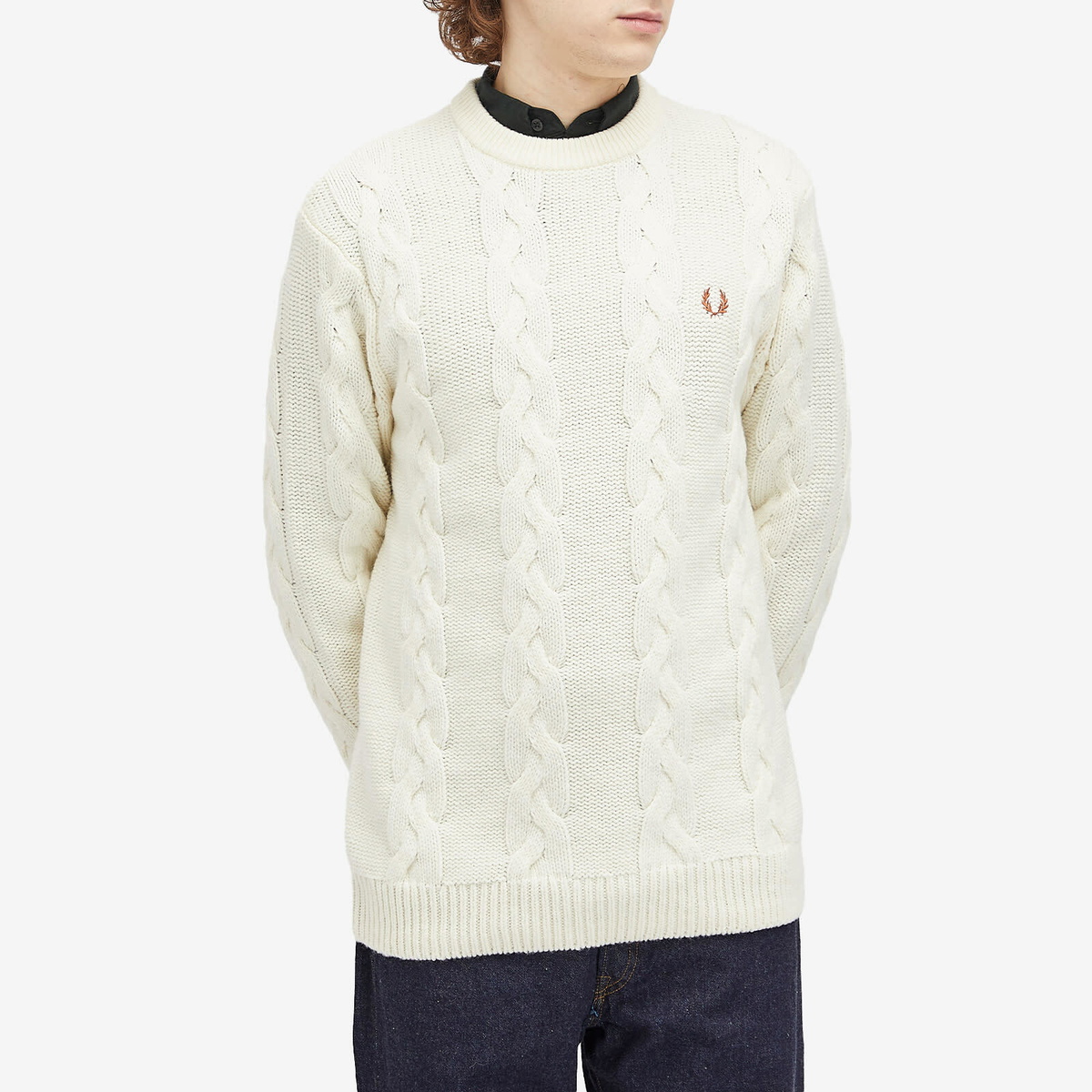 FREDPERRY ニット Fred Perry Men's Chunky Cable Knit Jumper in Ecru Fred Perry