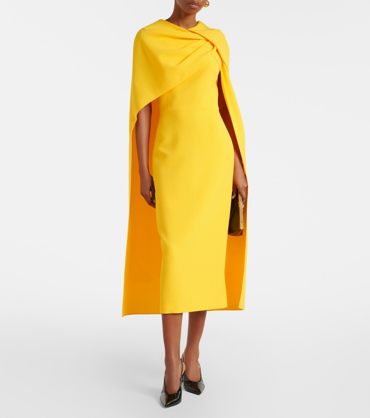 Safiyaa Oria Lupine caped crêpe cocktail dress