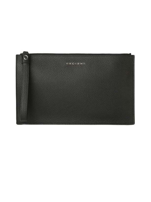 Photo: Orciani Micron Large Leather Pouch With Wristband