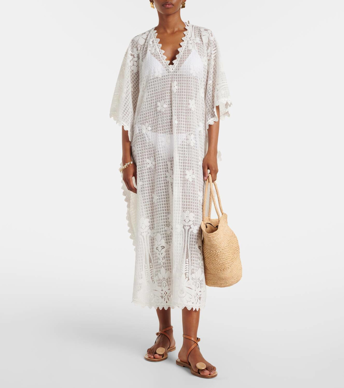 Melissa Odabash Josephine ruffled cotton-blend kaftan
