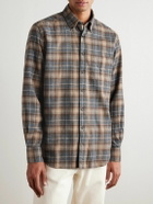 Incotex - Button-Down Collar Checked Cotton-Flannel Shirt - Blue