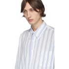 Our Legacy White and Blue Stripe Less Borrowed Shirt