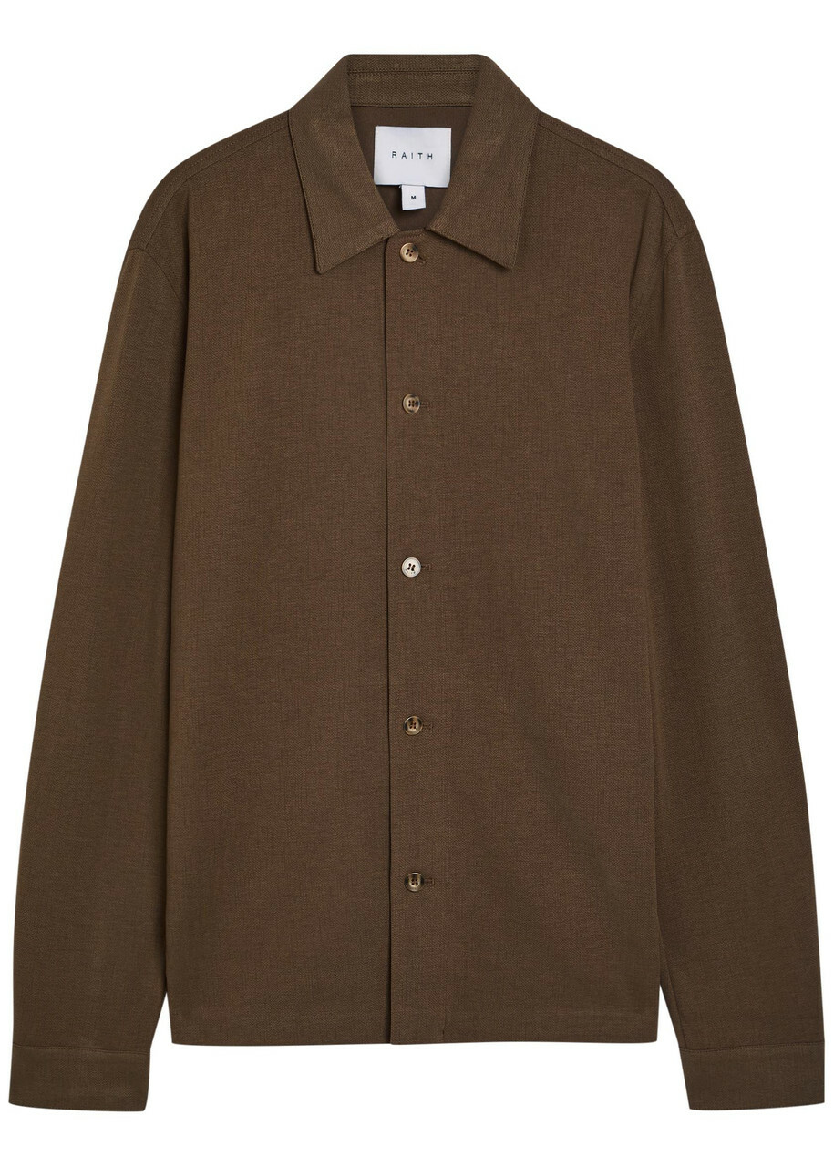Raith Geneva Textured Jersey Overshirt Brown
