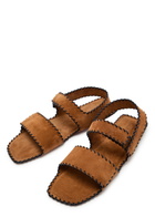 Khaite Boden Whipstitch Suede Sandals Brown