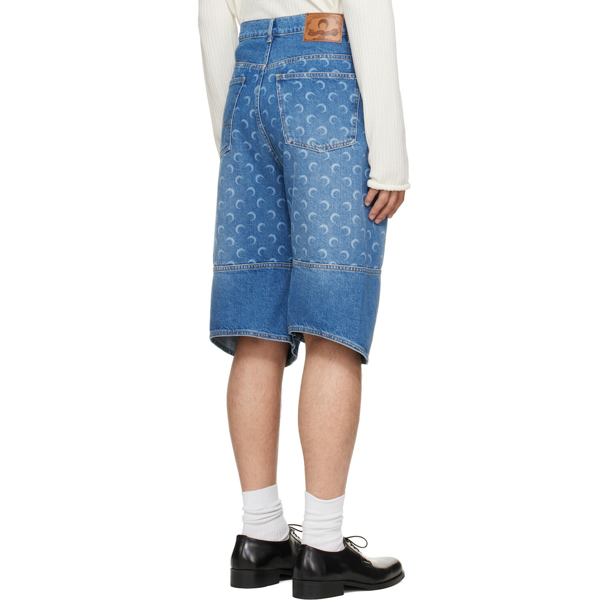 Marine Serre Blue Denim Bermuda Shorts
