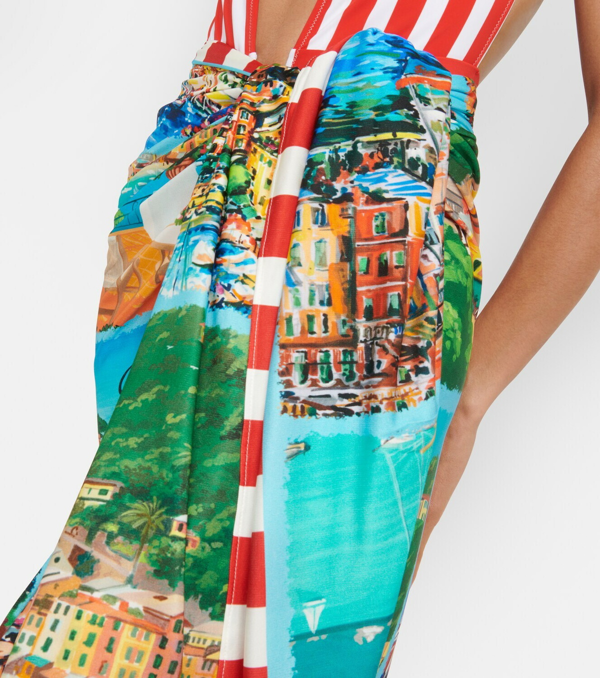 【Dolce&Gabbana】ポルトフィーノプリントシルクビーチ cover-up Dolce&Gabbana Portofino printed silk beach cover-up Dolce