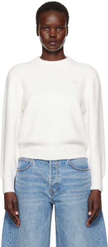 Photo: alexanderwang.t White Relaxed Embroidered Logo Sweater