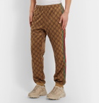 Gucci - Webbing-Trimmed Logo-Print Jersey Track Pants - Camel