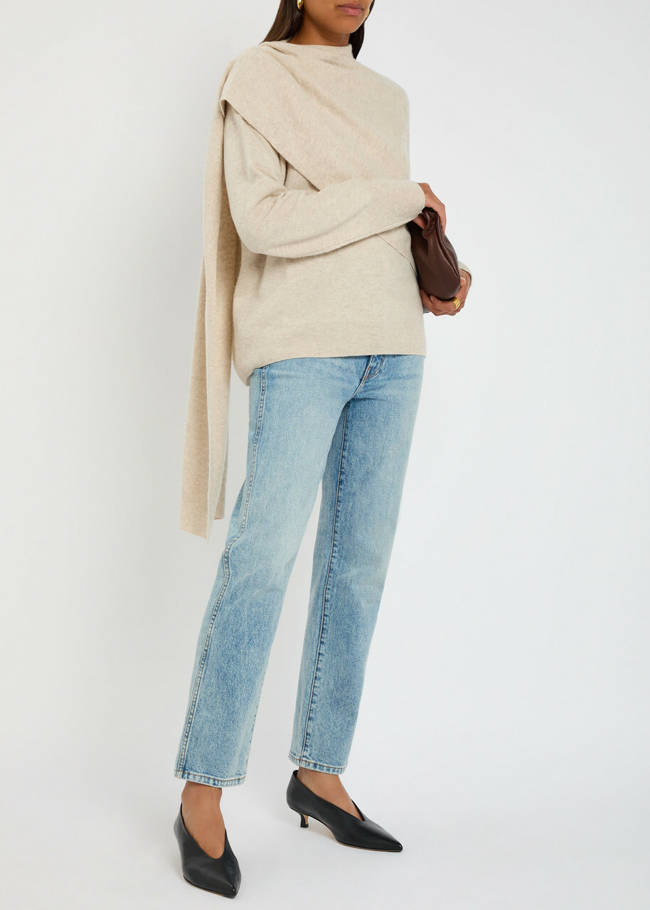 Vince Cape-effect Wool and Cashmere-blend Jumper Cream