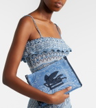 Etro Eyes Mini embroidered denim jacquard pouch