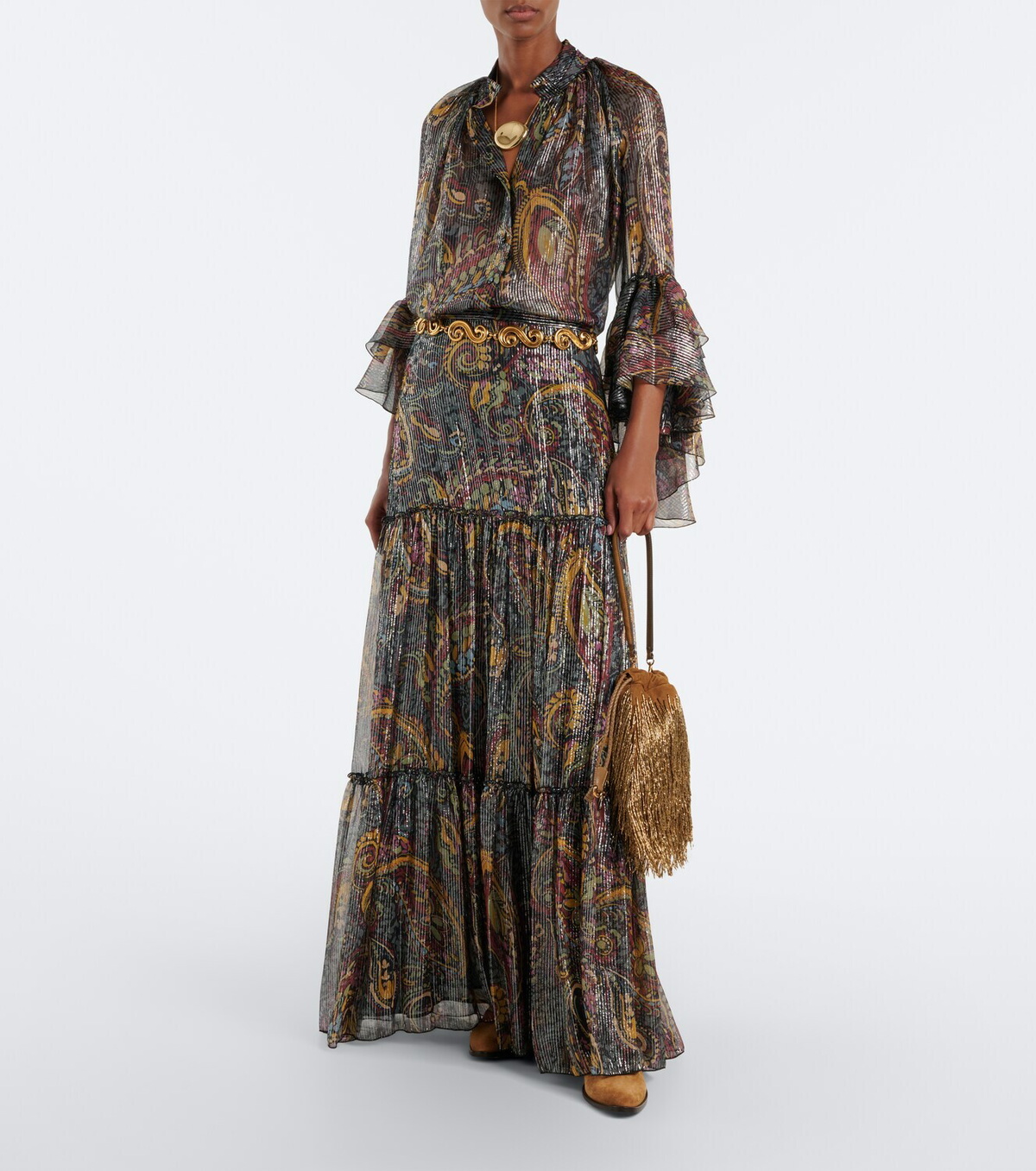 Etro Kalispera Small fringed suede shoulder bag