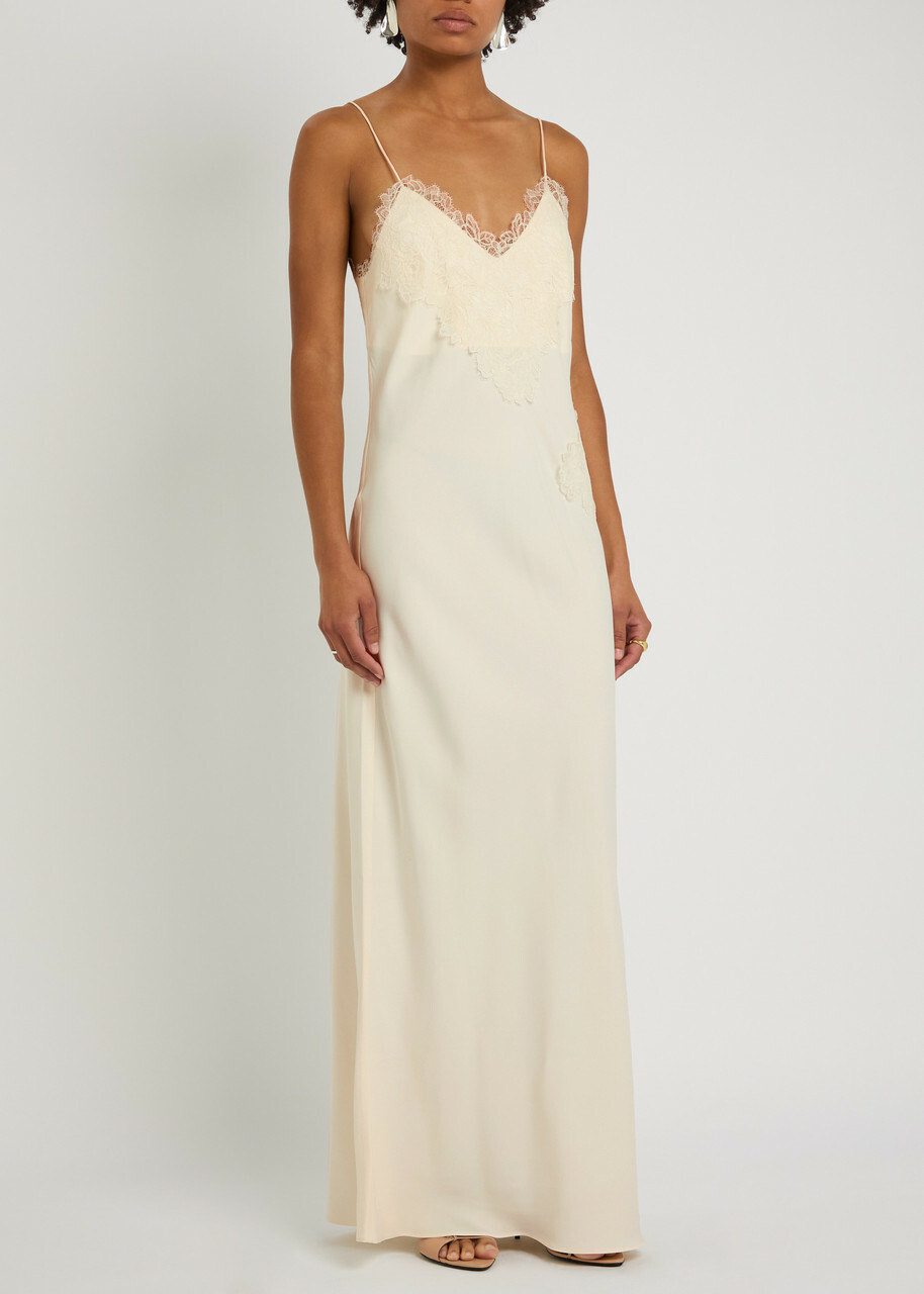 Rohe Lace-appliqud Satin Maxi Slip Dress Cream Rhe Rohe Lace-appliqud Satin Maxi Slip Dress Cream Rhe
