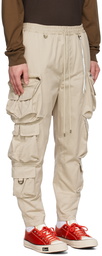 mastermind WORLD Beige Multi Pocket Cargo Pants