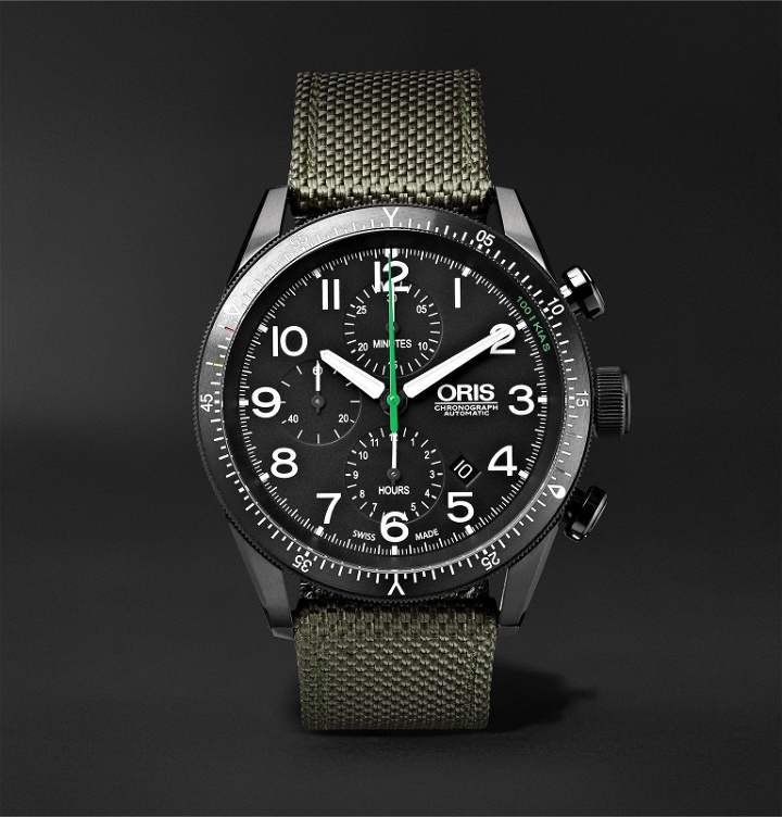 Photo: Oris - Paradropper Limited Edition Automatic Chronograph 44mm Titanium and Canvas Watch, Ref. No. 01 774 7661 7734 - Black