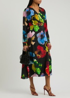 Stine Goya Floral-print Wrap-effect Matte Satin Midi Dress Multicoloured 1