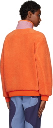 Brain Dead Orange Paneled Zip Sweater
