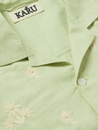 Karu Research - Camp-Collar Embellished Embroidered Embellished Cotton Shirt - Green