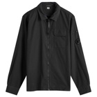 C.P. Company Men's Organic Gabardine Zip Overshirt in Black