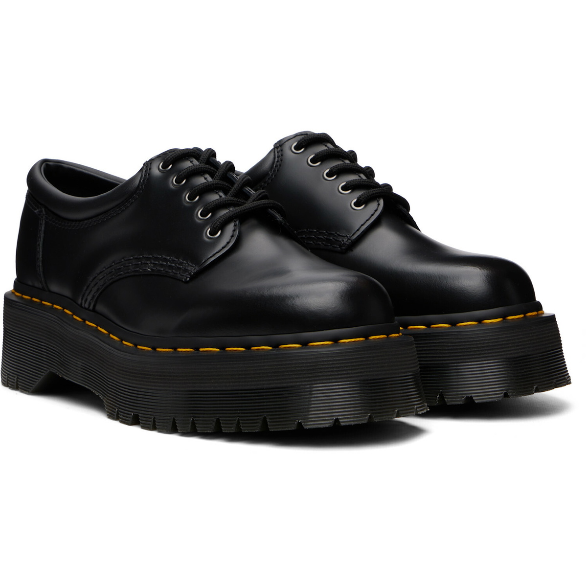 Dr. Martens Black 8053 Quad Smooth Leather Platform Derbys