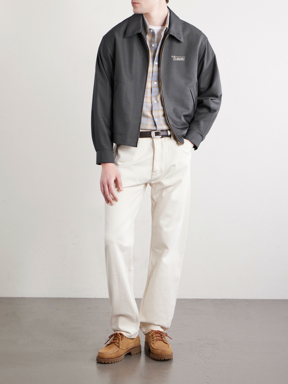Visvim - Kluane Logo-Embroidered Wool and Silk-Blend Blouson Jacket - Gray