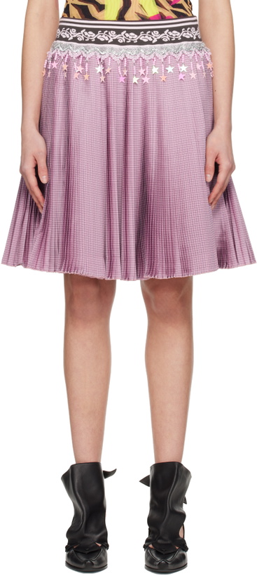 Photo: Chopova Lowena Pink Stacey Knitted Pleated Midi Skirt