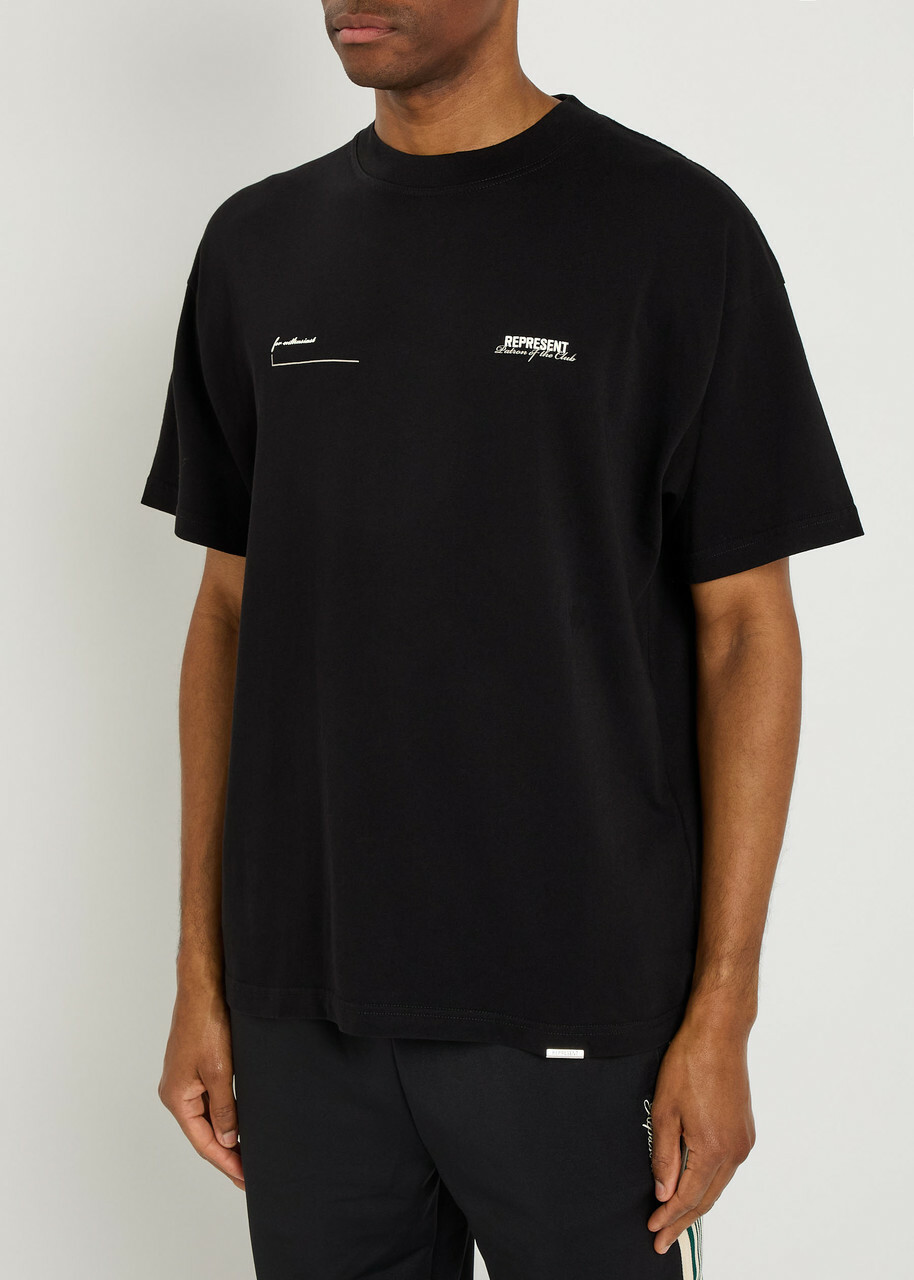 Represent Patron of The Club Printed Cotton T-shirt Black