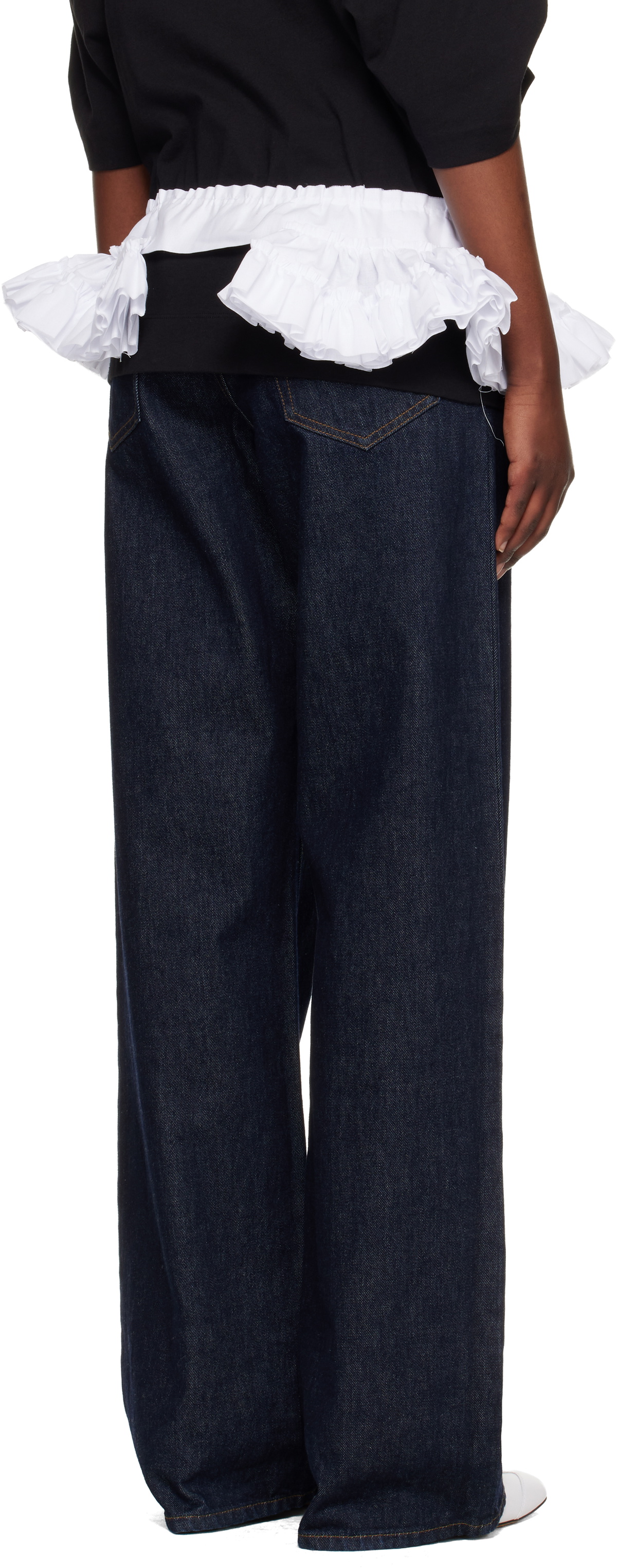 Dries Van Noten White Ruffled Cotton Waist Belt