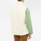 Beams Plus Men's Stand Collar Boa Fleece Vest in Off White