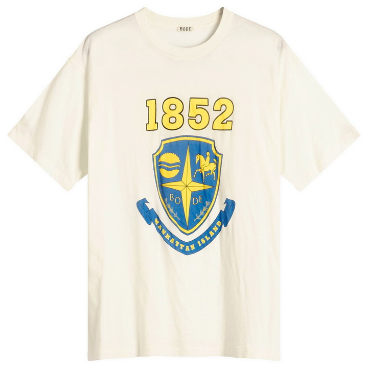 Photo: BODE Men's Crest Boxy T-Shirt in Cream