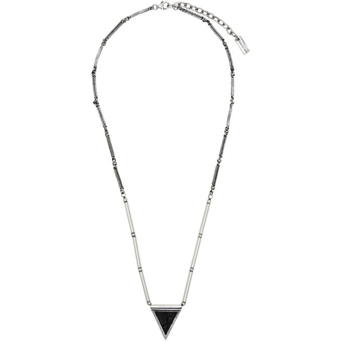 Photo: Saint Laurent Silver Leather Triangle Necklace