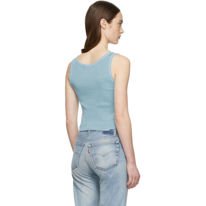 Amo Blue Rib Crop Tank Top
