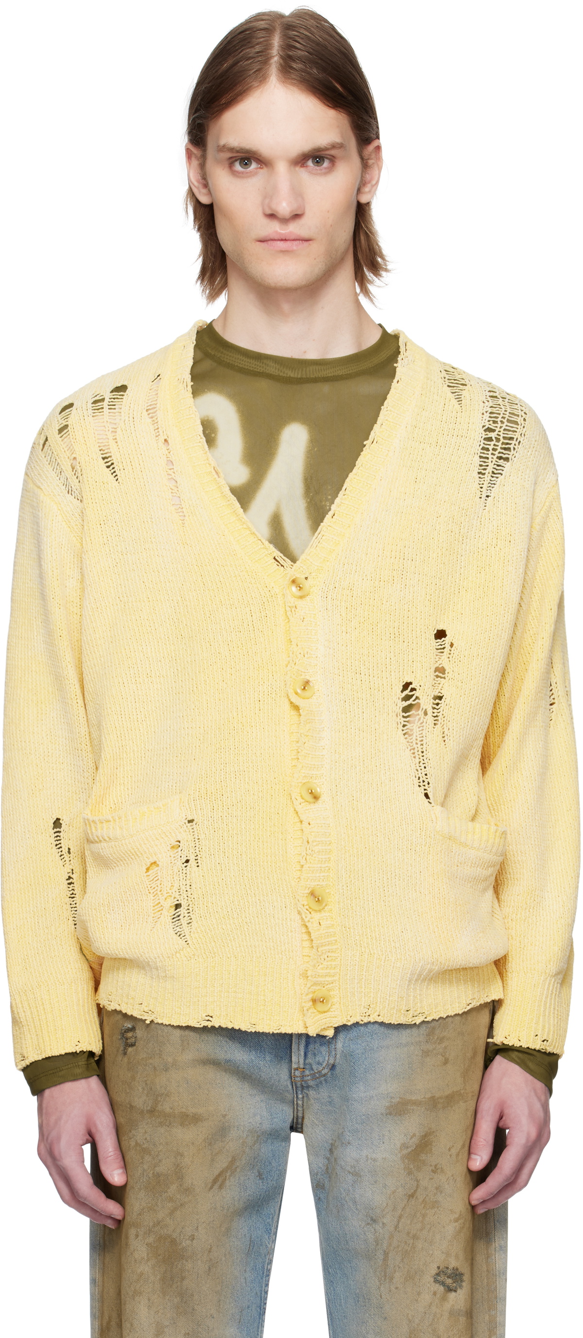 R13 Yellow Boyfriend Cardigan