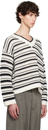 GANNI White & Black Striped Sweater