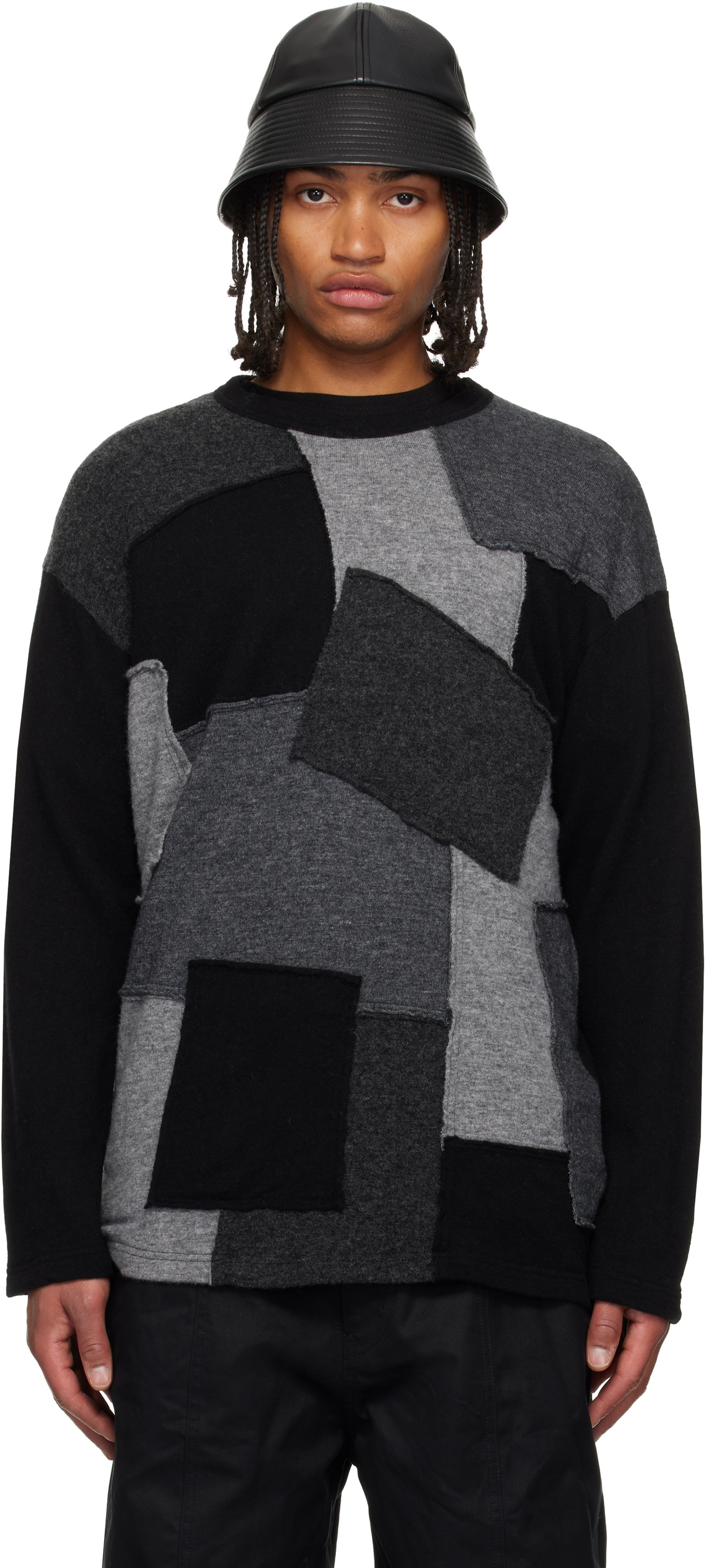 Comme des Garçons Homme Black & Gray Wool Jersey Sweater
