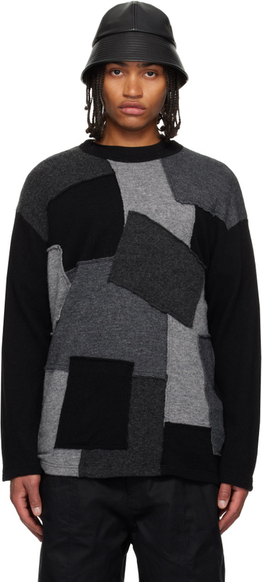 Photo: Comme des Garçons Homme Black & Gray Wool Jersey Sweater