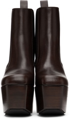 Rick Owens Brown Leather Platform Boots