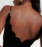 Galvan Scalloped velvet bodysuit