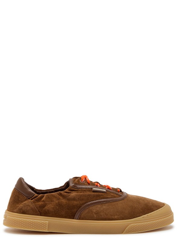 Photo: Moncler Vera Leisure Leather-trim Suede Sneakers Brown