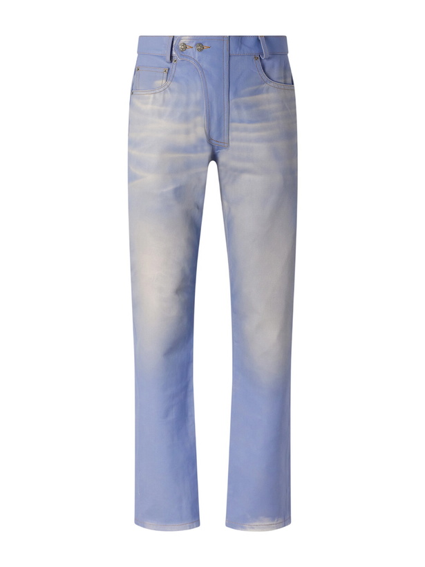 Photo: 424 - Moto Straight-Leg Leather Trousers - Blue