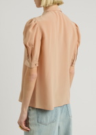 Chloe Scarf-effect Silk Crepe de Chine Blouse Sand