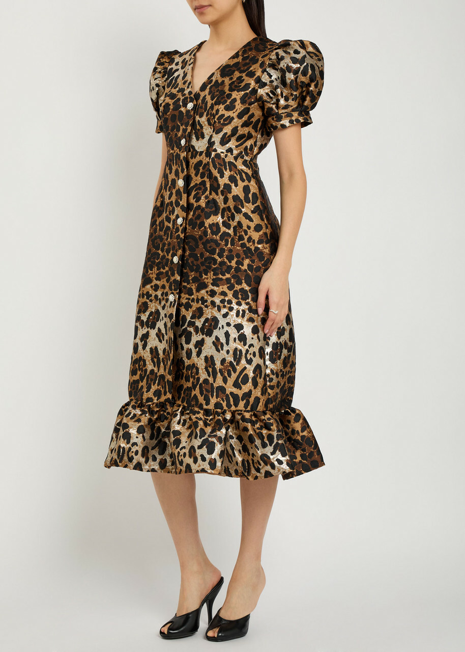 Sister Jane Suite Leopard-jacquard Woven Midi Dress